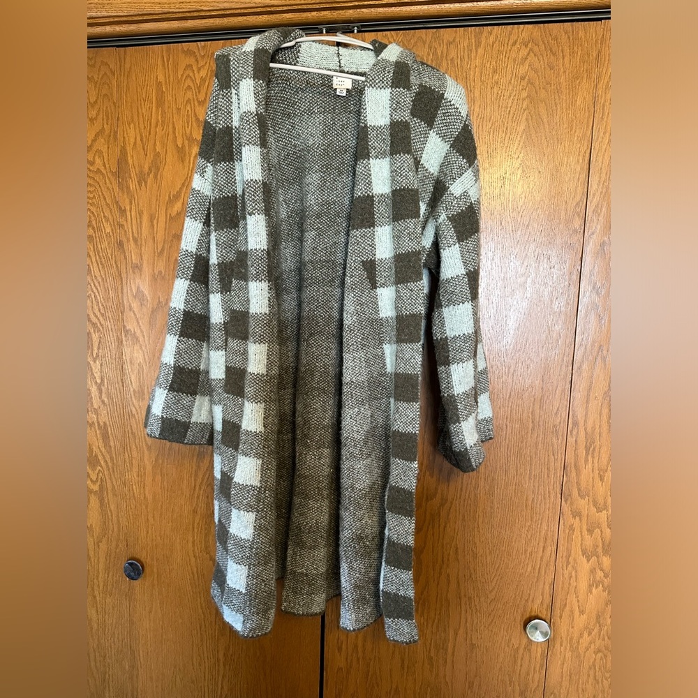 Green plaid cardigan size xs
